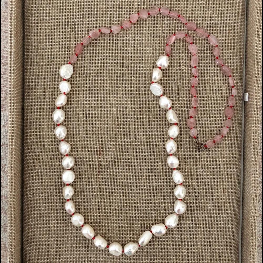Sundance Pink Bead and White Freshwater Pearl Necklace